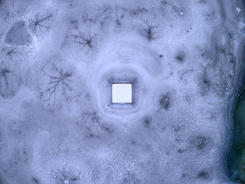 Close-up of snow on window