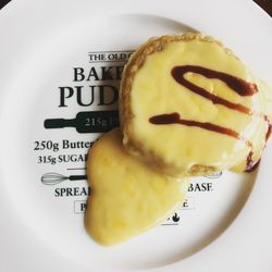 High angle view of dessert in plate