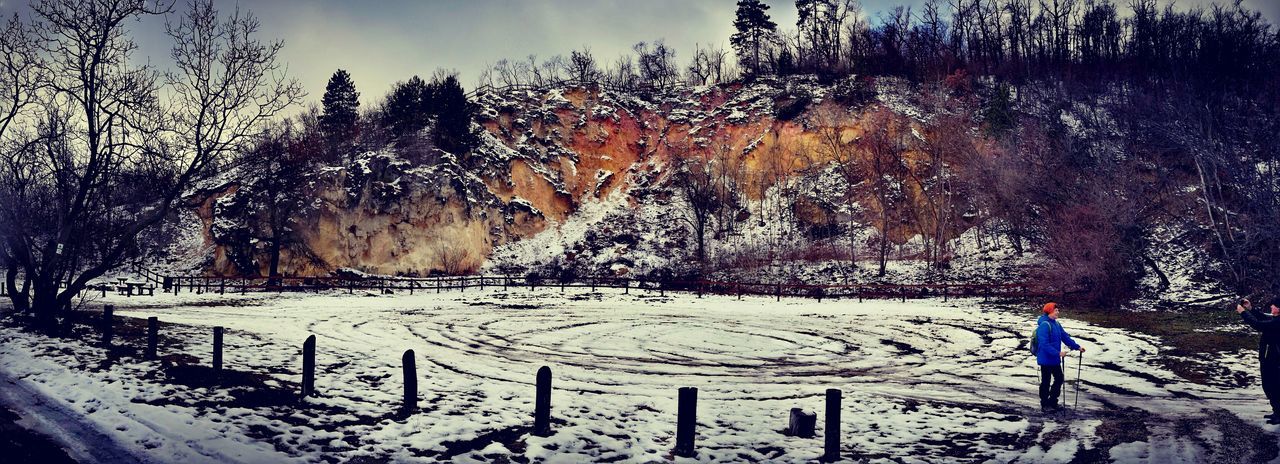 snow, cold temperature, winter, nature, tree, day, landscape, tranquility, outdoors, real people, one person, beauty in nature, full length, sky, people