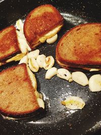 High angle view of breakfast on table