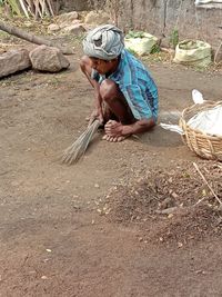 Man working on field