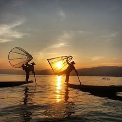 Scenic view of sea at sunset