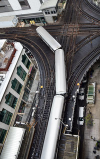 High angle view of buildings in city