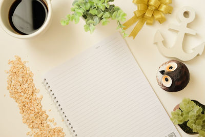 Directly above shot of coffee cup on table