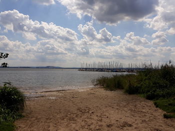 Scenic view of beach against sky