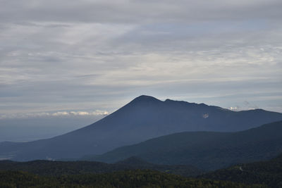 Scenic view of mountains against sky during sunset