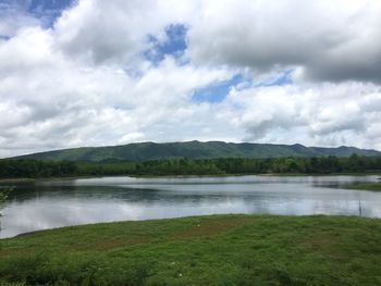 Scenic view of lake against sky