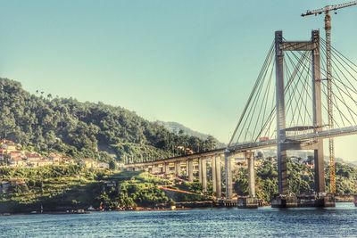 Bridge over river against clear sky