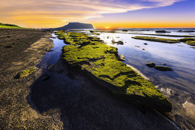 Sunrise at jeju do seongsan ilchulbong, jeju island, south korea