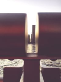 Surface level of modern building against calm sea