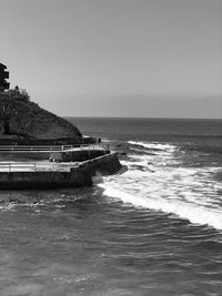Scenic view of sea against clear sky