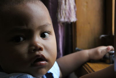 Close-up portrait of cute baby