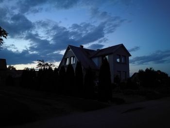 Houses against cloudy sky