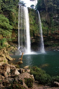 Scenic view of waterfall