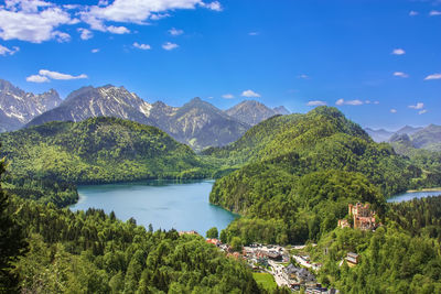 Landscape with hohenschwangau castle from neuschwanstein castle, germany