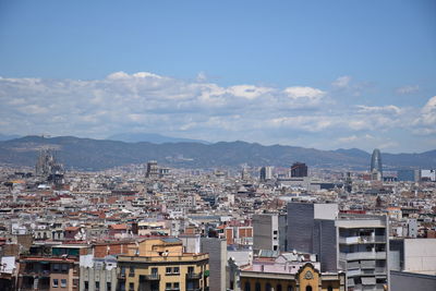 High angle view of townscape against sky