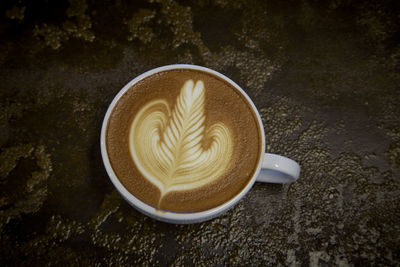 High angle view of coffee on table