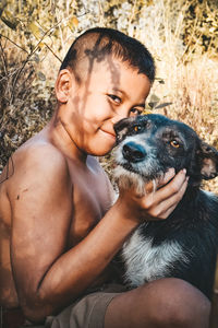 Baby girl with dog