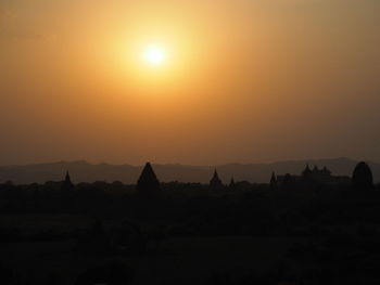 Silhouette of temple during sunset