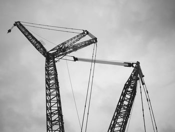 Low angle view of crane against sky