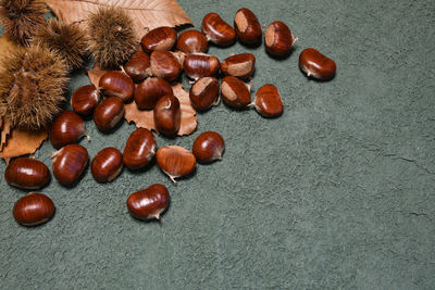 High angle view of fruits on table