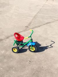 High angle view of toy car