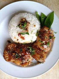 Grilled chicken with spicy-tamarind sauce and jasmine rice