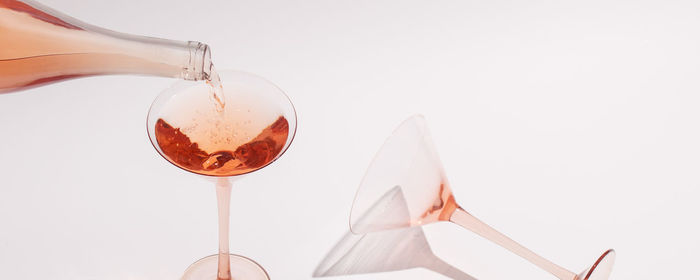Close-up of wine glass against white background