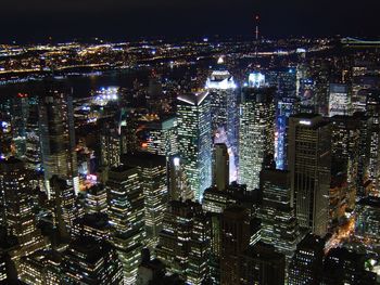 Aerial view of city at night