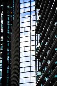 Low angle view of modern buildings against sky