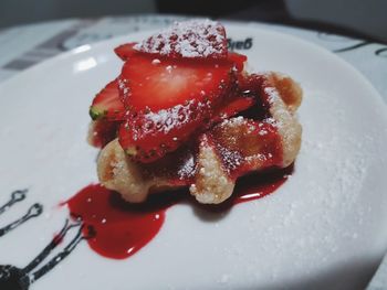 Close-up of dessert in plate on table