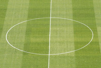 Soccer court center at meazza stadium in milan, italy