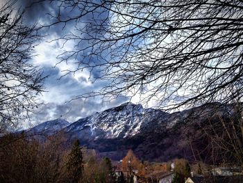 Scenic view of tree mountains against sky