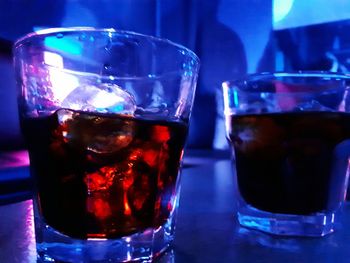 Close-up of beer in glass on table