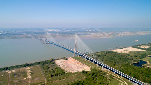 High angle view of bridge over river