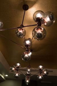 Close-up of chandelier hanging from ceiling