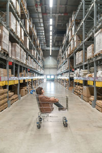 Full frame shot of shopping cart in building