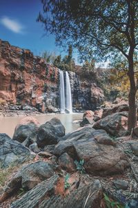 Scenic view of waterfall