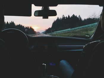 Road seen through car windshield