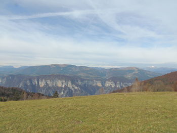 Scenic view of field against sky