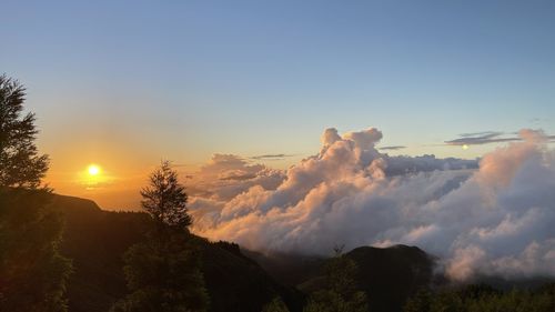 Scenic view of mountains against clear sky