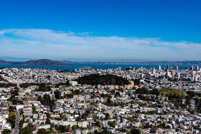 High angle view of townscape against sky