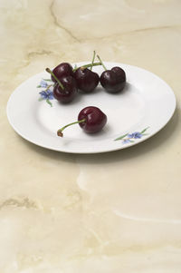 High angle view of dessert in plate on table
