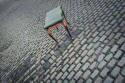 High angle view of umbrella on street