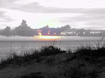 Scenic view of sea during sunset