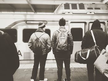 Passengers waiting at subway station