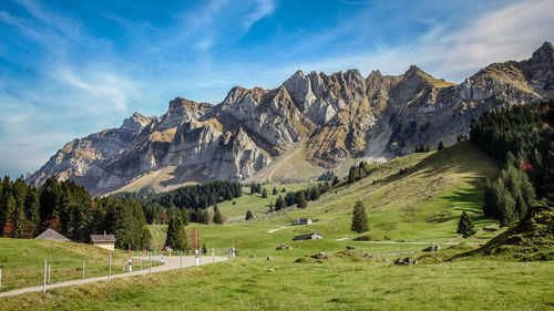 Scenic view of mountains against sky