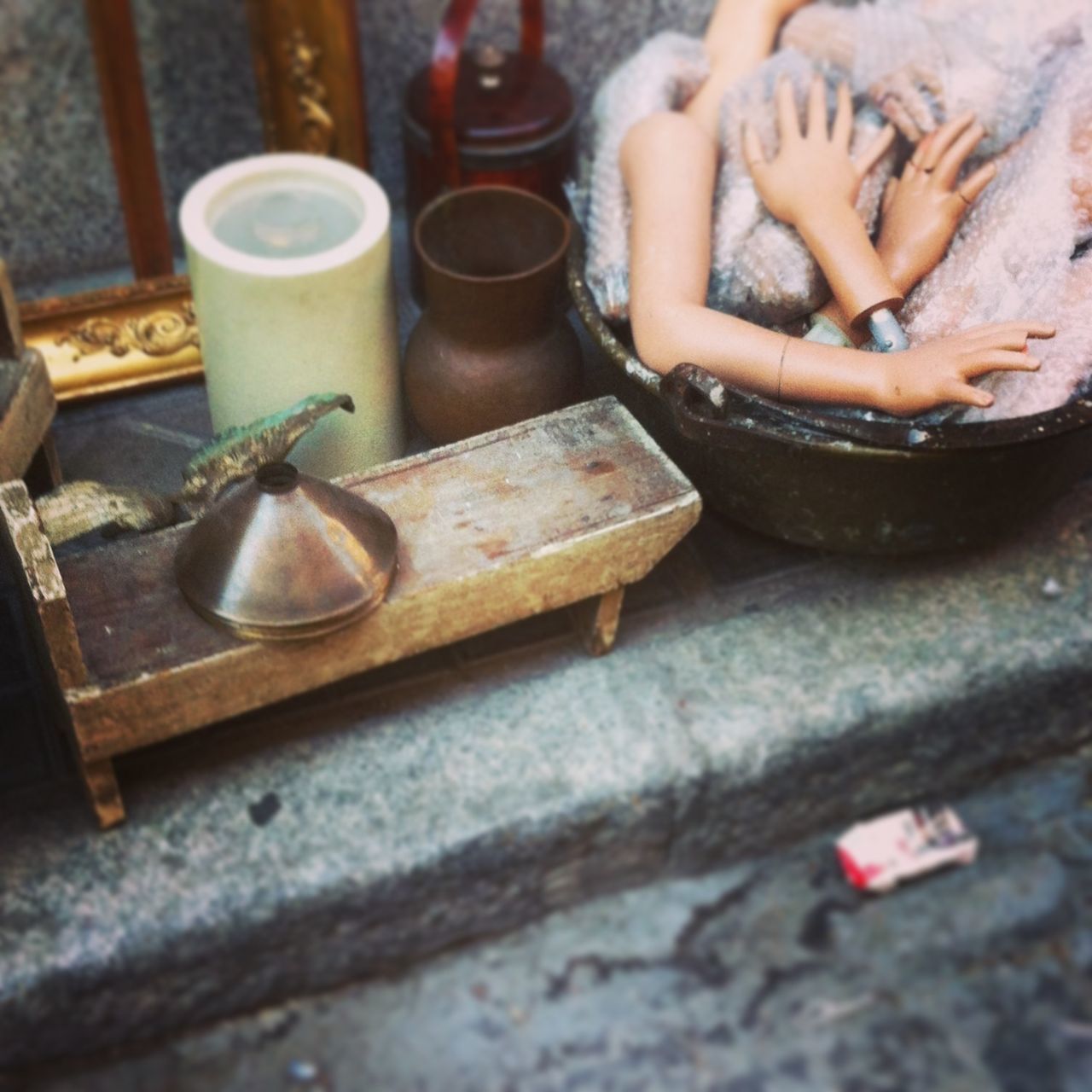 food and drink, freshness, close-up, indoors, metal, still life, selective focus, food, preparation, messy, wood - material, day, container, old, high angle view, rusty, obsolete, table, abandoned, dirty