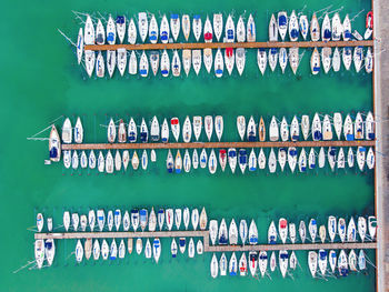 Directly above shot of multi colored chairs in water