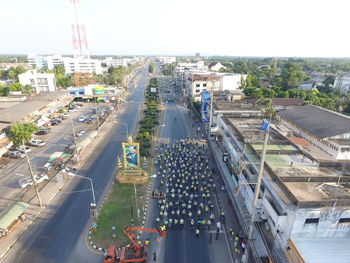 High angle view of city street